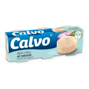 Atún Claro sin Aceite al Natural Calvo Pack de 3 Latas de 56 G.