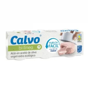 Atún en Aceite de Oliva Virgen Ecológico Bi-línea Calvo Pack de 3 Unidades de 52 G,