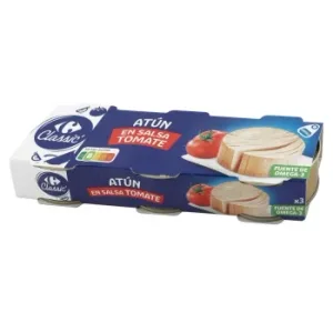 Atún en Salsa de Tomate Carrefour Pack de 3 Latas de 52 G.