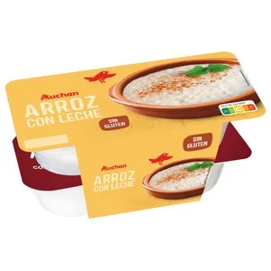 Auchan Arroz con Leche, Elaborado sin Gluten 4 X 125 G Producto Alcampo. 500 G