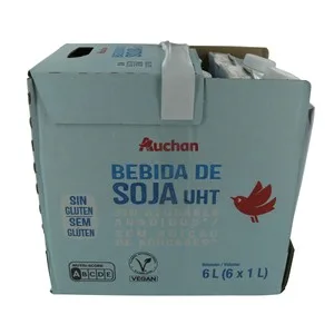 Auchan Bebida de Soja sin Azúcares Añadidos ni Gluten 6 X 1 L. Producto Alcampo 6000 ML