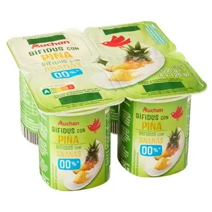 Auchan Bífidus Desnatado sin Azúcares Añadidos con Piña 4 X 125 G Producto Alcampo. 500 G