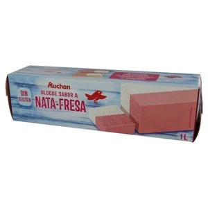 Auchan Bloque de Helado con Sabor a Nata y Fresa 1 L. Producto Alcampo 1000 ML
