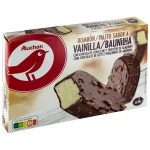 Auchan Bombón Almendrado de Vainilla Recubierto de Chocolate con Leche 4 X 120 Ml. Producto Alcampo 480 ML