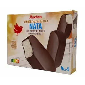 Auchan Bombón de Nata Recubierto de Chocolate Negro 4 X 120 Ml. Producto Alcampo 480 ML