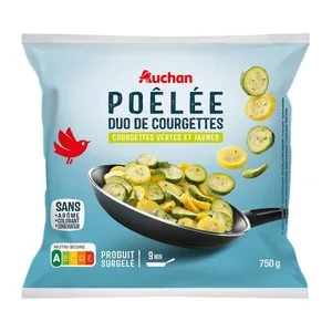 Auchan Calabacín Verde y Amarillo, Cortado en Rodajas 750 G Producto Alcampo.