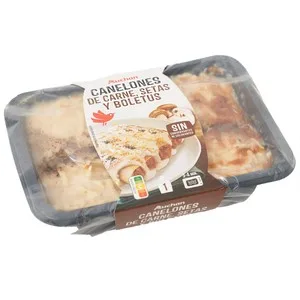 Auchan Canelones Rellenos de Carne, Setas y Boletus, Listos para Calentar y Comer 350 G Producto Alcampo.