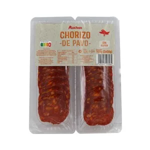 Auchan Chorizo de Pavo Cortado en Lonchas 100 G. Producto Alcampo
