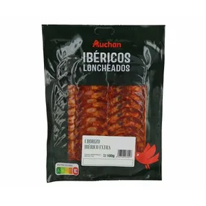 Auchan Chorizo Ibérico de Categoria Extra, Cortado en Lonchas 100 G. Producto Alcampo