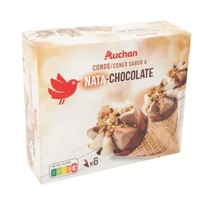 Auchan Cono de Helado de Nata y Trufa 6 X 120 Ml. Producto Alcampo 720 ML