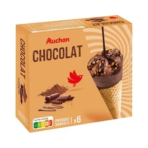 Auchan Conos de Helado de Chocolate con Salsa de Chocolate 6 X 120 Ml. Producto Alcampo 720 ML