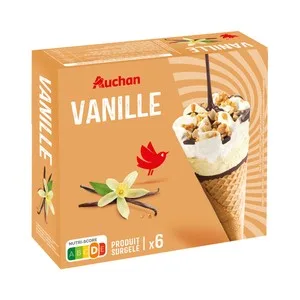 Auchan Conos de Helado de Vainilla con Salsa de Chocolate 6 X 120 Ml. Producto Alcampo 720 ML