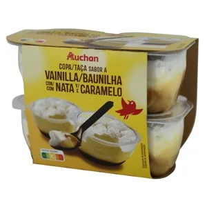 Auchan Copa Sabor Vainilla con Caramelo y Nata 4 X 115 G. Producto Alcampo 460 G