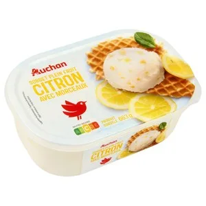 Auchan Tarrina de Sorbete de Limón con Trocitos de Limón 1 L. Producto Alcampo 1000 ML