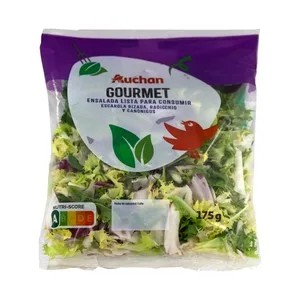 Auchan Ensalada Gourmet (escarola Rizada, Radicchio y Canónigos) Bolsa 175 G. Producto Alcampo