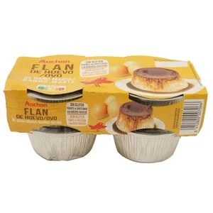 Auchan Flan de Huevo al Baño Maria, Elaborado con Huevos Frescos 4 X 100 G. Producto Alcampo 400 G