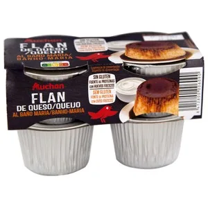 Auchan Flan de Queso al Baño Maria Elaborado con Huevos Frescos 4 X 100 G. Producto Alcampo 400 G