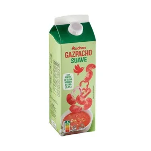 Auchan Gazpacho Suave Pasteurizado Elaborado con Aceite de Oliva Virgen Extra 1 L Producto Alcampo. 1000 ML