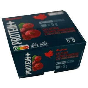 Auchan Gelatina de Zumo de Arándanos Rojos con Alto Contenido en Proteínas 4 X 100 G Producto Alcampo. 400 G