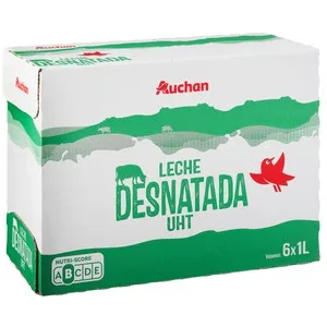 Auchan Leche Desnatada de Vaca 6 X 1l. Producto Alcampo 6000 ML