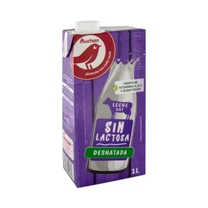 Auchan Leche Desnatada de Vaca, sin Lactosa 1 L. Producto Alcampo 1000 ML