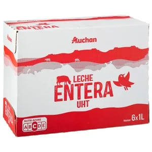Auchan Leche Entera de Vaca 6 X 1 L Producto Alcampo. 6000 ML
