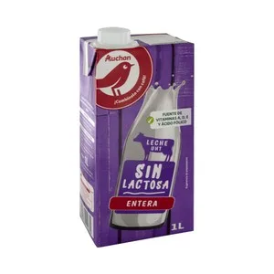Auchan Leche Entera de Vaca, sin Lactosa 1 L. Producto Alcampo 1000 ML
