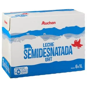 Auchan Leche Semidesnatada de Vaca 6 X 1l. Producto Alcampo 6000 ML