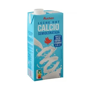 Auchan Leche Semidesnatada de Vaca, Enriquecida con Calcio 1 L. Producto Alcampo 1000 ML