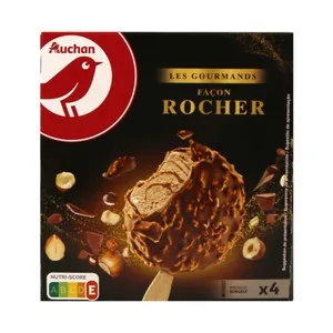 Auchan Les Gourmands Mini Bombones de Helado de Avellana, Son Salsa de Avellana y Cobertura de Chocolate con Leche  4 X 70 Ml. Producto Alcampo 280 ML