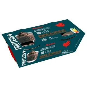 Auchan Mousse Proteica de Chocolate sin Azúcares Añadidos 2x100 G Producto Alcampo. 200 G