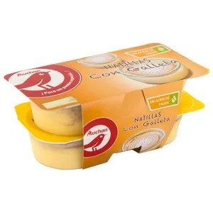 Auchan Natillas de Vainilla con Galleta 4 X 125 G. Producto Alcampo 500 G