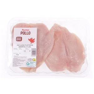 Auchan Pechuga de Pollo Filete Abierta. Producto Alcampo 375 G