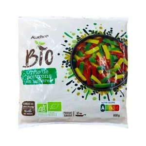 Auchan Pimientos (verde, Rojo y Amarillo) Cortados en Tiras 600 G. Producto Alcampo