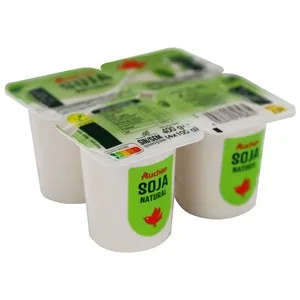Auchan Postre a Base de Bebida de Soja Fermentada, de Sabor Natural 4 X 100 G. Producto Alcampo 400 G