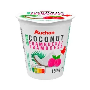 Auchan Producto Vegetal de Coco con Frambuesa sin Azúcar Añadido 150 G. Producto Alcampo.