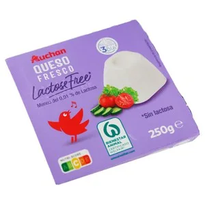Auchan Queso Fresco sin Lactosa 4 Uds. X 62,5 G. Producto Alcampo 250 G