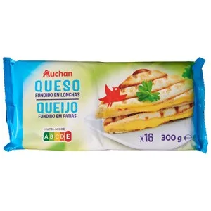 Auchan Queso Fundido en Lonchas 16 Uds. 300 G. Producto Alcampo