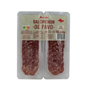 Auchan Salchichón de Pavo Cortado en Lonchas 100 G. Producto Alcampo