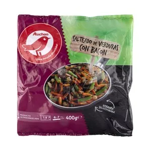 Auchan Salteado de Verduras con Bacon 400 G. Producto Alcampo