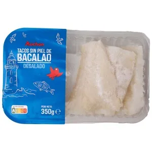 Auchan Tacos de Bacalao Desalado sin Piel 350 G Producto Alcampo.