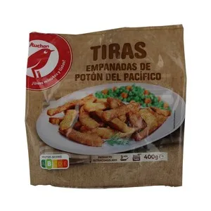 Auchan Tiras Empandas y Ultracongeladas de Potón del Pacífico 400 G. Producto Alcampo