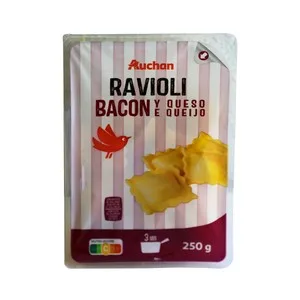 Auchan Tortellinis Frescos al Huevo, Rellenos de Bacon y Queso 250 G. Producto Alcampo