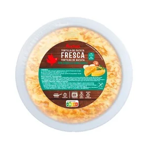 Auchan Tortilla Fresca de Patata, con Cebolla y Elaborada sin Gluten 600 G Producto Alcampo.