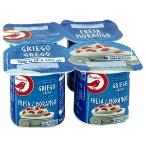 Auchan Yogur al Estilo Griego con Pulpa de Fresa 4 X 125 G. Producto Alcampo 500 G