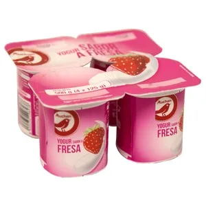 Auchan Yogur con Sabor a Fresa 4 X 125 G. Producto Alcampo 500 G