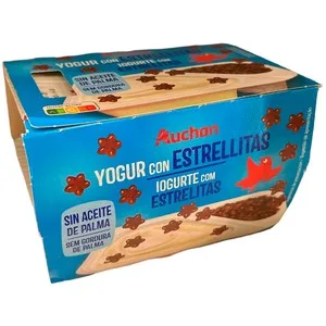 Auchan Yogur de Vainilla con Estrellas de Chocolate con Leche 2 X 125 G. Producto Alcampo 250 G