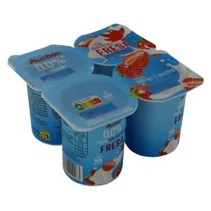 Auchan Yogur Desnatado sin Azúcares Añadidos con Trozos de Fresa 4 X 125 G Producto Alcampo. 500 G