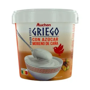 Auchan Yogur Griego Natural con Azúcar Moreno de Caña 1 Kg. Producto Alcampo 1000 G