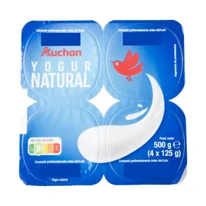 Auchan Yogur Natural 4 X 125 G. Producto Alcampo 500 G